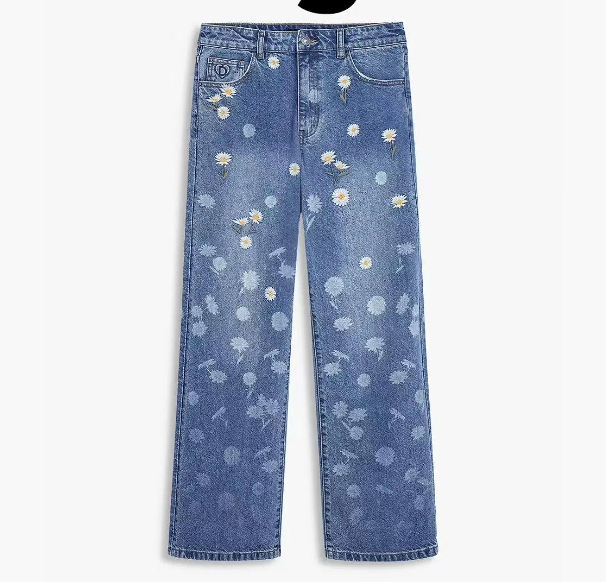 Spanish High Street Heavy Industry printed casual loose straight-leg wide-leg women's trousers for foreign trade