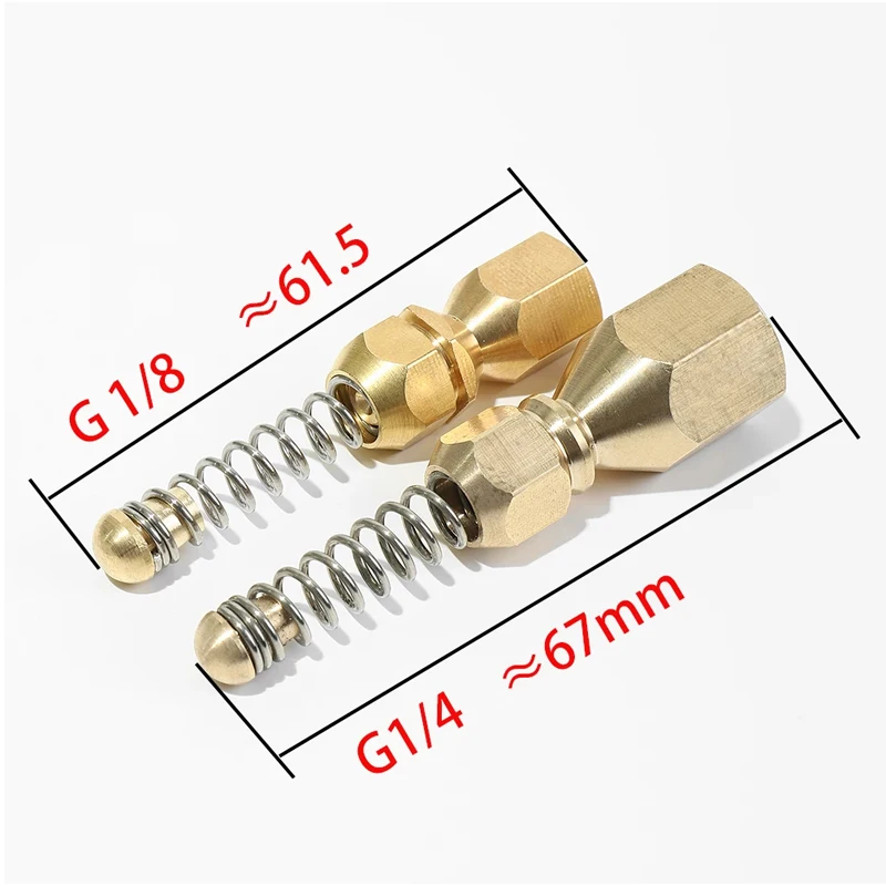 G1/4 G1/8 High Pressure Wash Sewer Drain Cleaning Nozzle Spring Head Drain Hose Nozzle Tools For Opening Clogging of Sewage