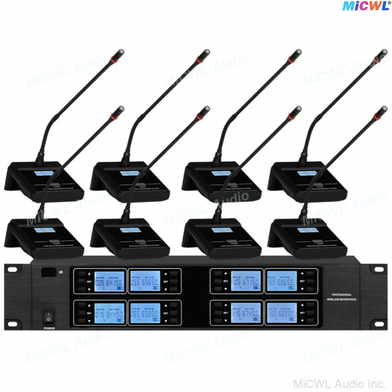 EM8000 G4-E845 Digital Wireless Microphone System 8 Handheld Conference Gooseneck HeadWorn Dynamic Lavalier Karaoke Set