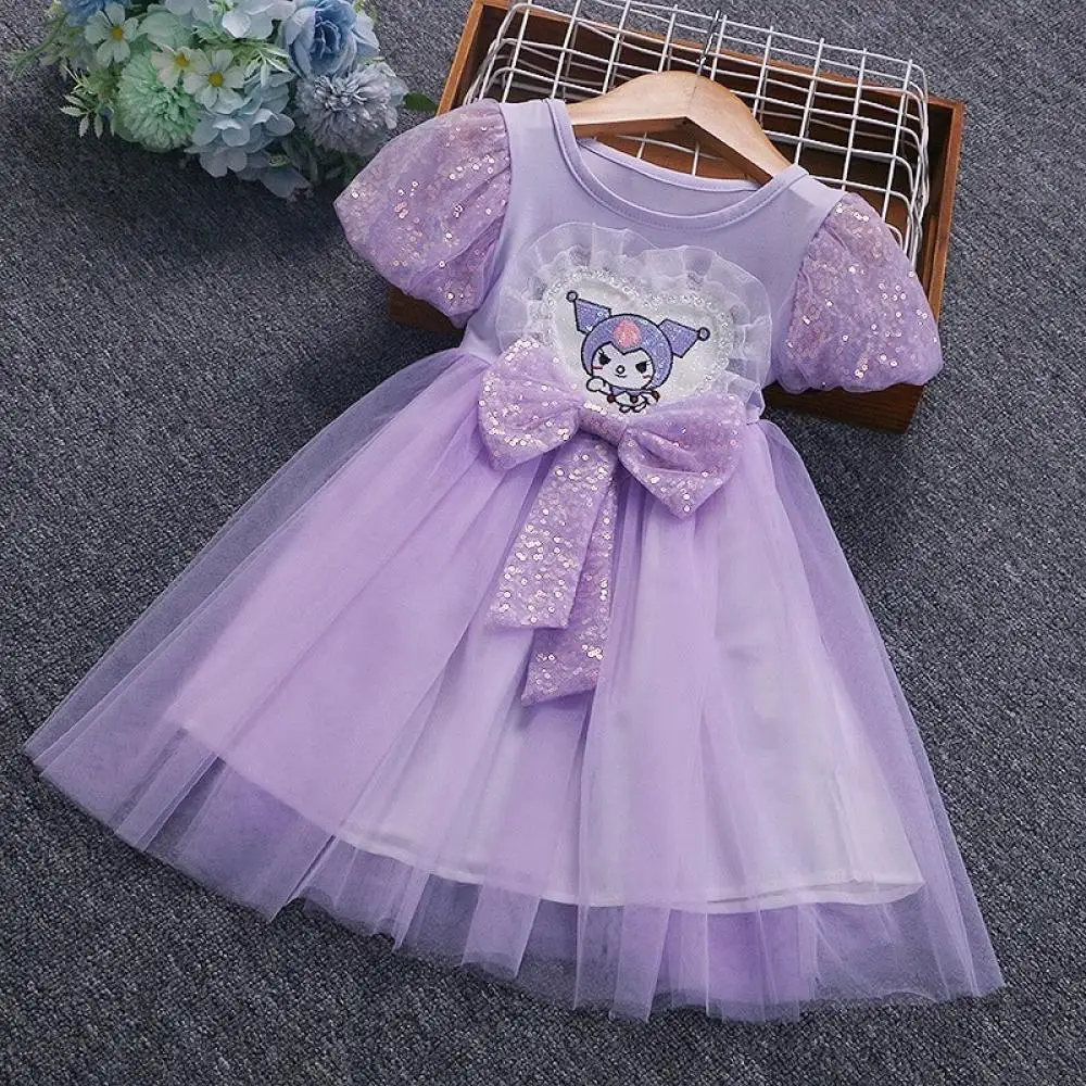 

Princess Dress Sanrio Kuromi Summer Girls Thin Puffy Skirt Cosplay Party Dress Daily Children's Clothing Baby Girl's Outfit