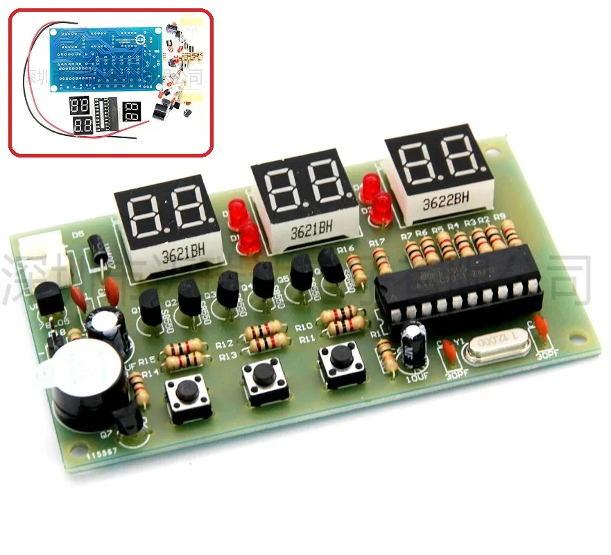 Kit de despertador eletrônico com Buzzer Learning Kit para Arduino, Novo Relógio Digital, DIY, 6 Bits, C51, AT89C2051, FR-4 PCB