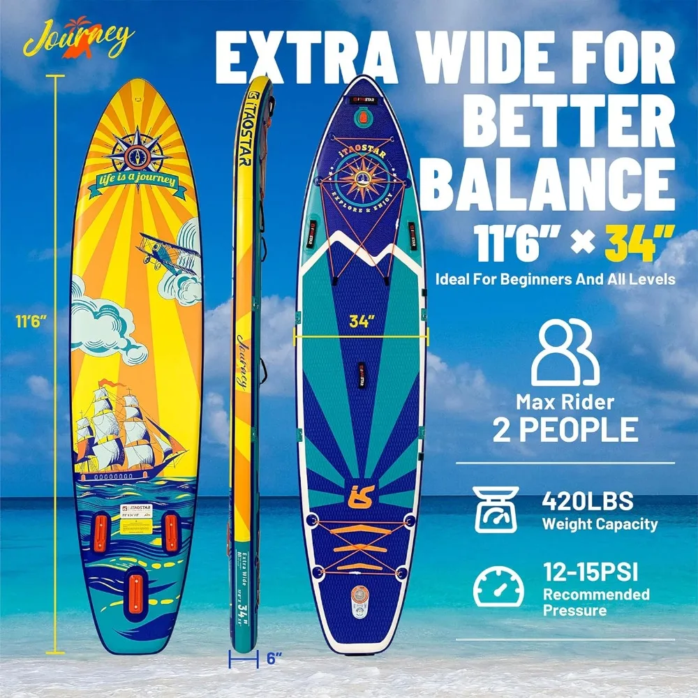 Journey 34" Extra Wide Paddle Board for Better Balance 2