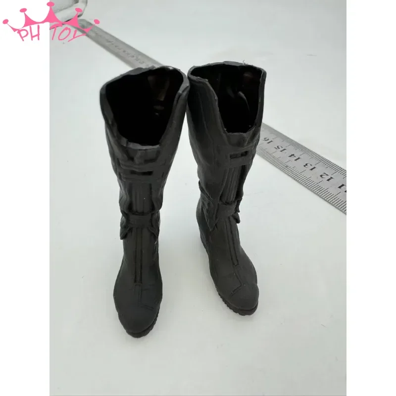 1/6 Female Black Hollow Boots High Heels Shoes Model for 12