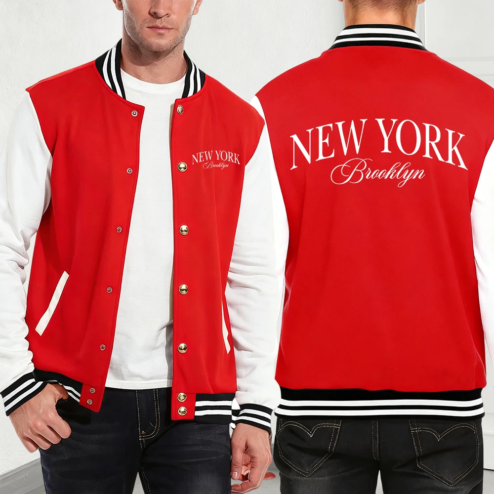 

New York Letter Brooklyn Printing Cotton Baseball Jersey Mens Winter Thermal Coats Casual Pocket Jackets Fashion Male Clothes