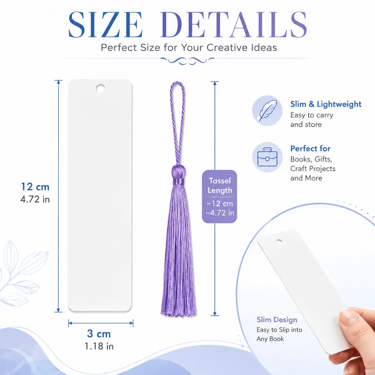 10pcs/30pcs DIY Aluminum Bookmark Blanks with Holes & Tassels – Double-Sided Sublimation Blanks for Crafts and Gifts