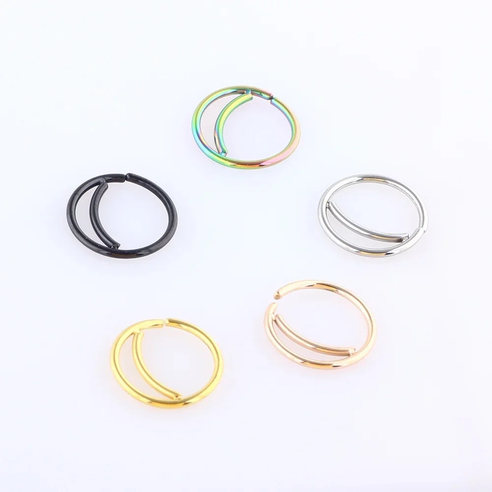 Moon Nose Ring Hoop Steel Septum Ring Indian Piercing Jewelry Cartilage Earring 20G Lip Ring Unisex Adjustable Crescent Design view 6