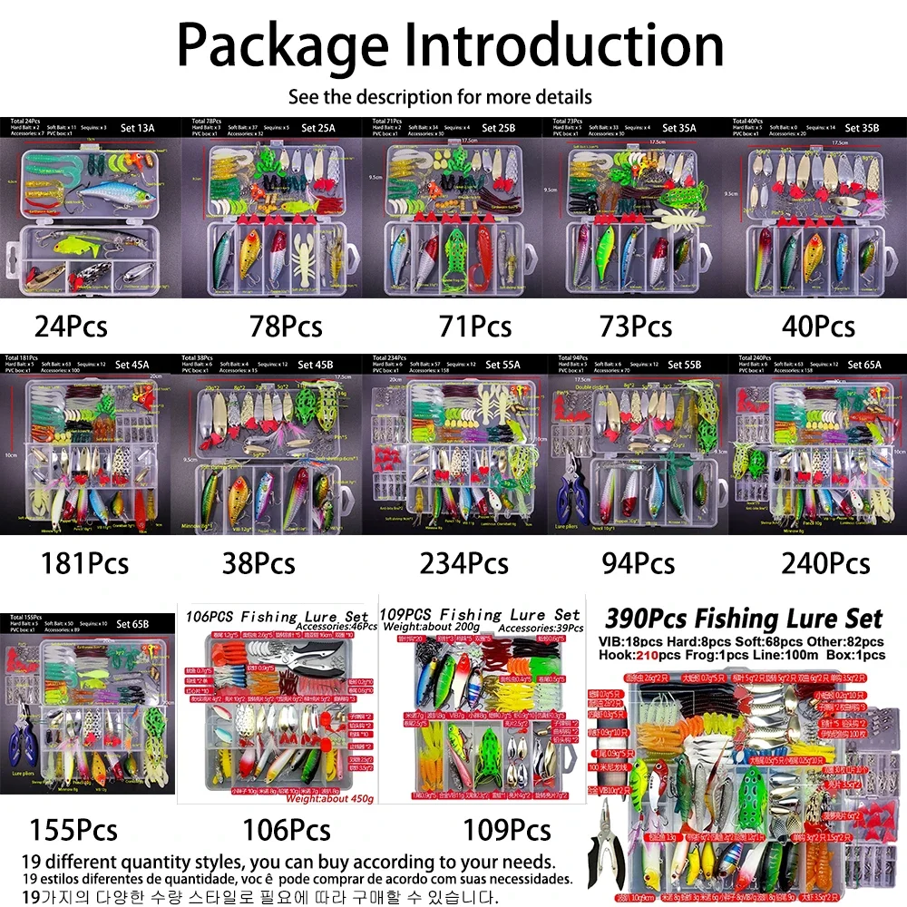 مجموعة طعوم الصيد كومبو لينة الصلب كرانكبيت VIB البلمة بوبرس المعادن تهزهز ملعقة معالجة صندوق للمياه العذبة/العميقة باس بايك Pesca