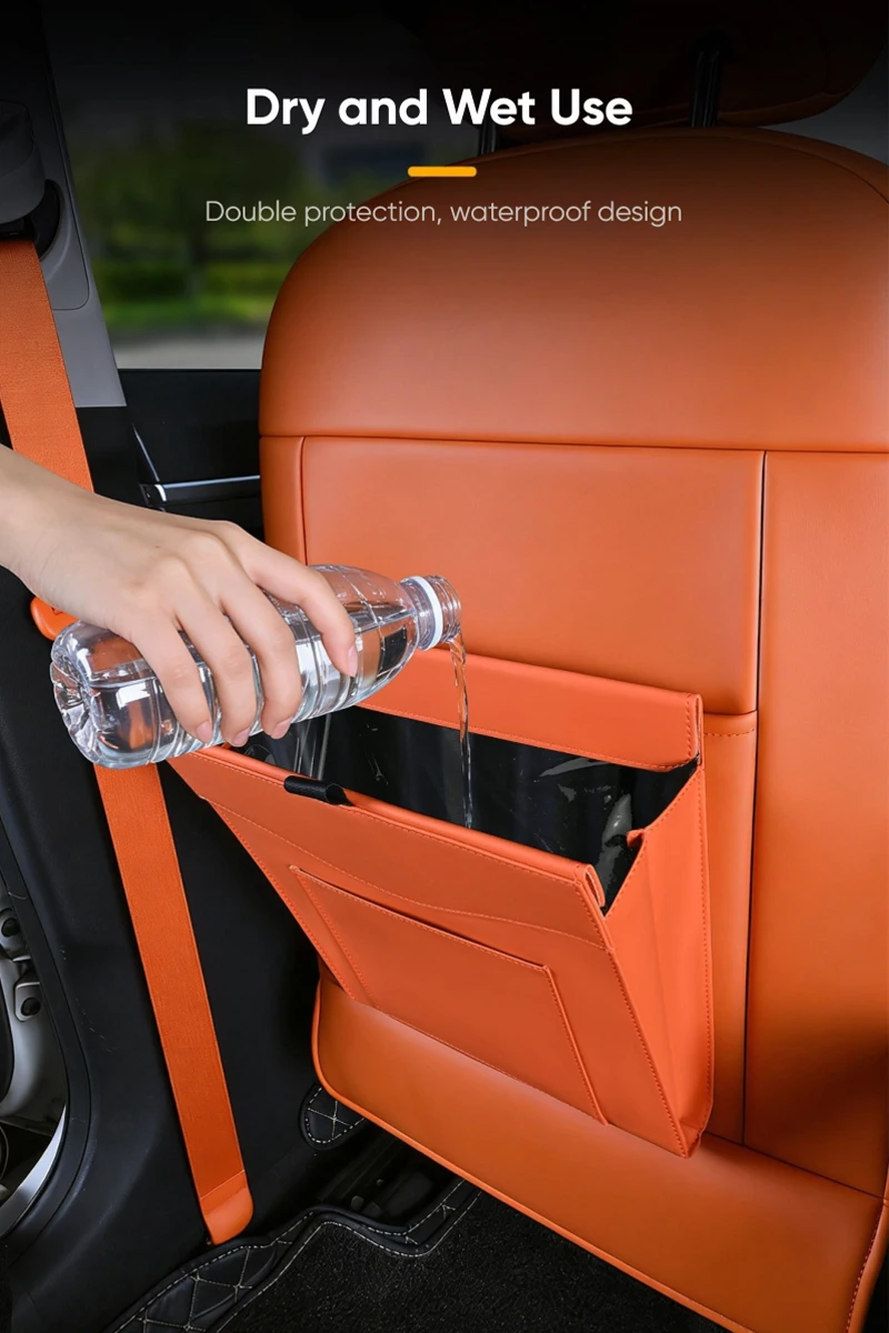 Tazer Apex Magnetische Adsorption Auto-Müllbeutel Wasserdichtes PU-Leder Auto-Rücksitz-Hängemüllfach für Auto-Innenausstattung – Detail 5