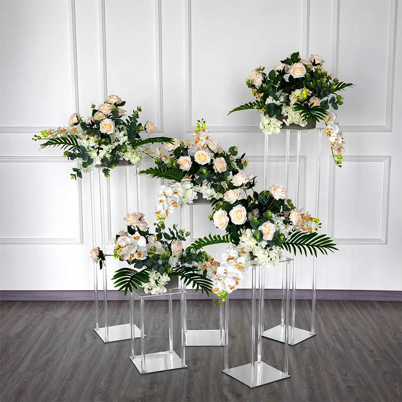 

Wedding Centerpiece Acrylic Plinth Display Stand Manufacturer Table Flower Clear Decoration Bride Event Party Lead Guide Hotel