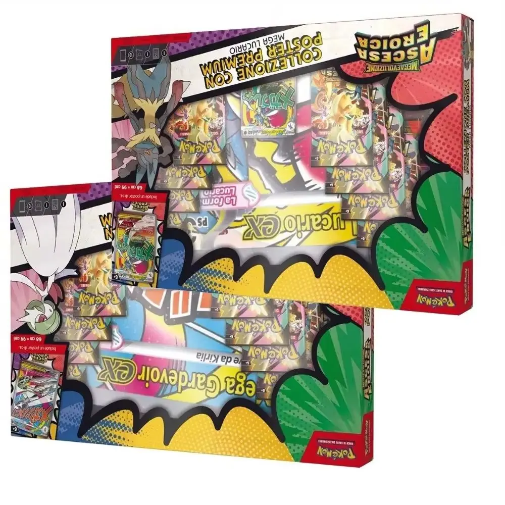 Mega Lucario & Mega Gardevoir Ex Premium Poster Collection Box Trading Card Game Gift Set US Version