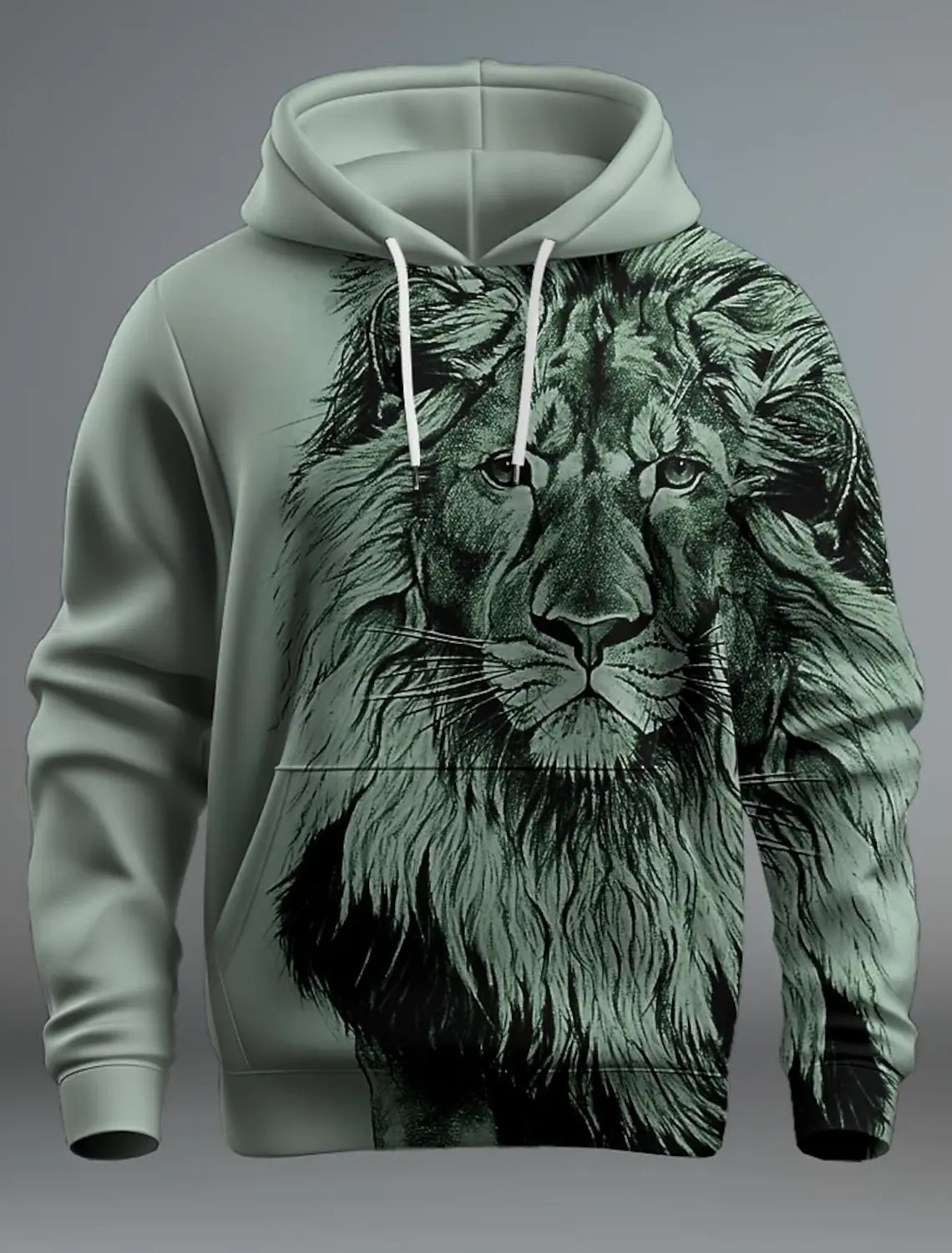 New Graphic Lion Men\'s Fashion 3D Print Hoodie Streetwear Hoodies Long Sleeve Hooded Front Pocket Spring Sweatshirt