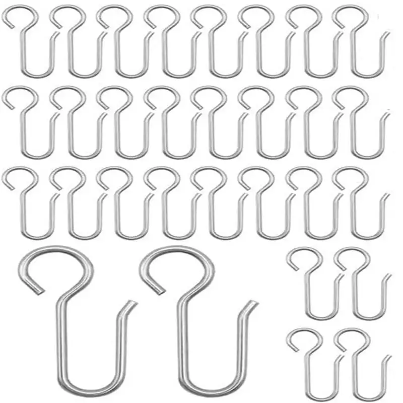 /KQM/30Pcs Handy Curtain Accessories Metal Curtain Track Install Hooks S Shaped Metal Ceiling Shower Curtain Decoration Hooks