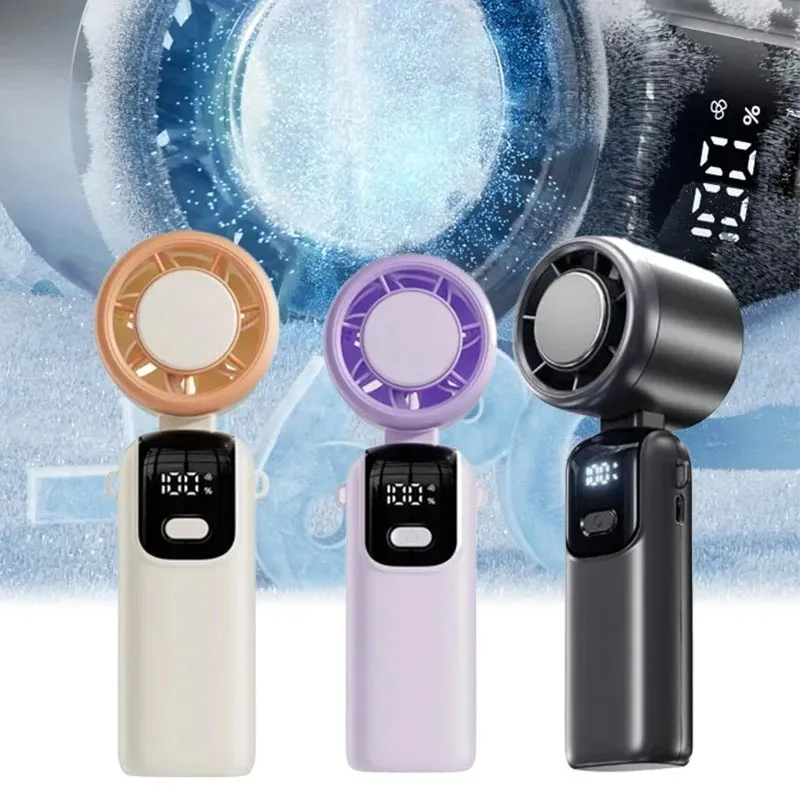 Folding Neck Hanging Fan Electric High Speed Turbo Mini Handheld Ice Cooler Ice Pack Summer for Daily Indoor Outdoor Cooling Use