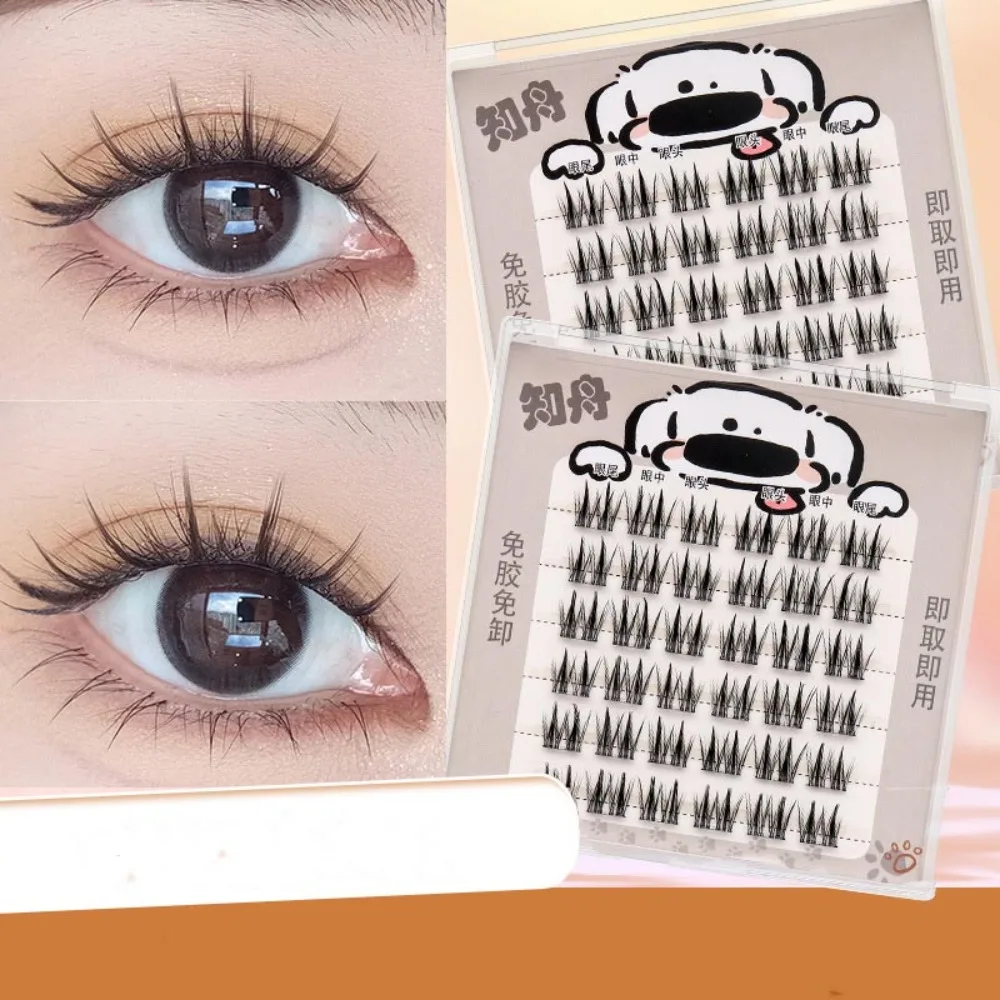 ゼリー接着剤ストリップ付きマンガまつげステムなし接着剤なし複数のスタイルセグメント化されたつけまつげヌードメイク手作り