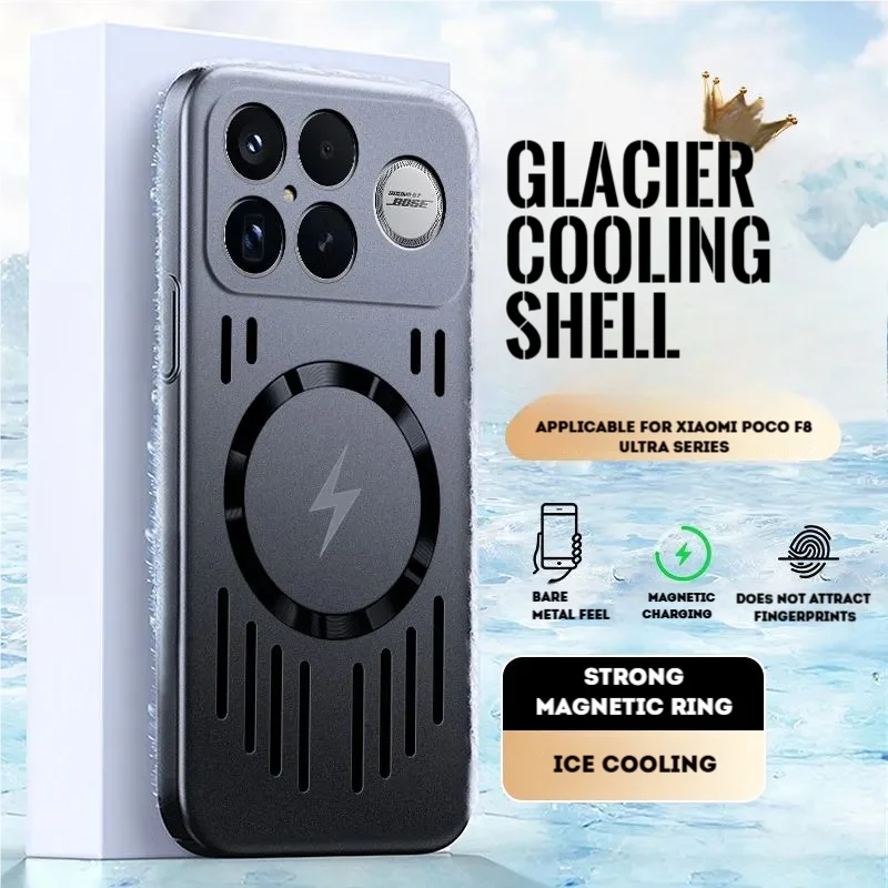 

Hollow Back Plate Heat Dissipation Magnetic Suction Phone Case for Poco F7 Ultra POCO F7 Pro X7 F6 Pro X6 Pro Protect Cover