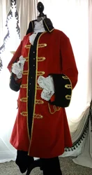 Men's Victorian Elizabeth Captain Hook Cosplay Costume Outfits Captain Red Baroque Jacket Pirate Coat With Vest Pants Full Set