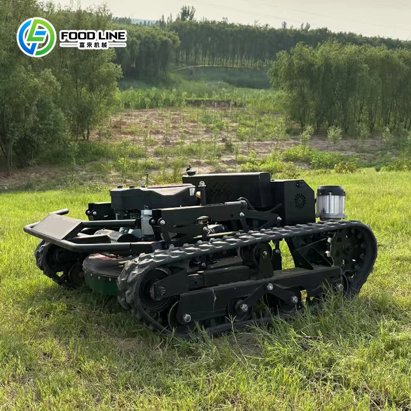 Remote-controlled Tracked Lawnmower Suitable for 45° Slopes, Ideal for Garden, Orchard, Farm, and Backyard Maintenance.