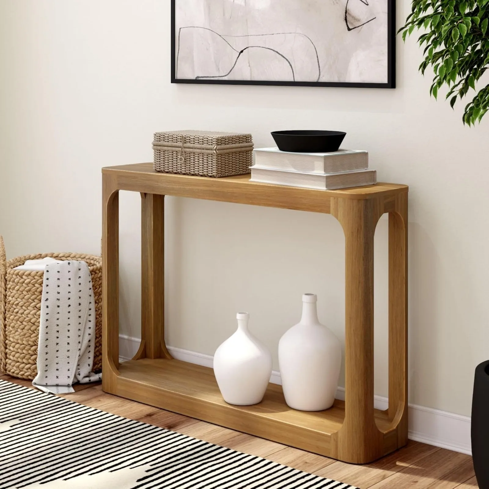 US Forma Console Table, 46 Inch, Solid Wood Sofa Table, Entryway Table for Hallway, Narrow Behind The Couch Table, Console