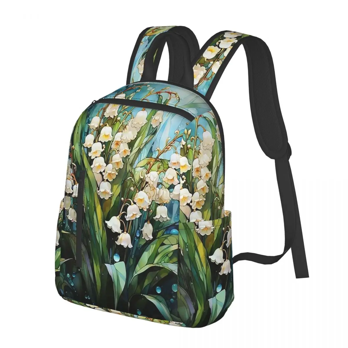 Vibrant Convallaria Pattern Student Backpack School Bag Hiking Travel Daypack for Boys Girls Bookbag Shoulder Bags