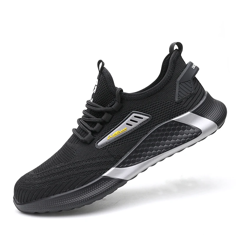 men's fashion summer working shoes breathable air mesh steel toe caps sneakers worker safety boots outdoors protective footwear