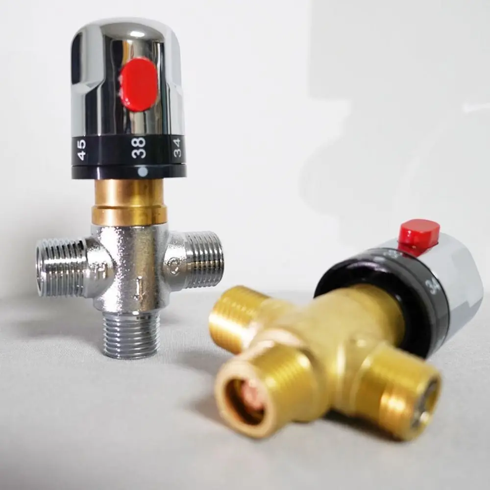 Solid Brass Thermostatic Mixing Valve Hot and Cold Control Pressure Balance Brass Thermostatic Valve General-purpose Anti-Scald