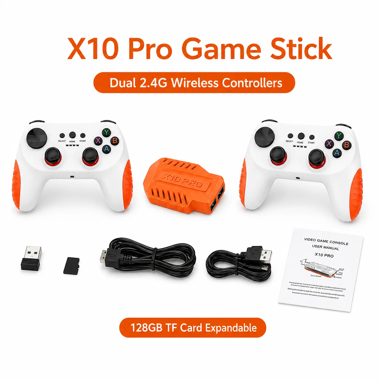 X10 Pro Plug and Play TV Game Device Dual Wireless Gamepads 3D Rocker Support TF Card HD HDMI Connection For Home Party
