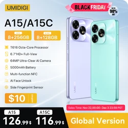 スマートフォン,NFC,Android 13,UMIDIGI-A15インチFHD画面,8 GB,6.7 GB, 256GB, 64MPカメラ,128 mAh,5000