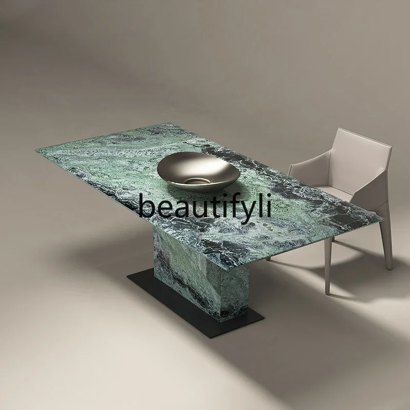 Modern natural Bulgari marble dining table and chairs