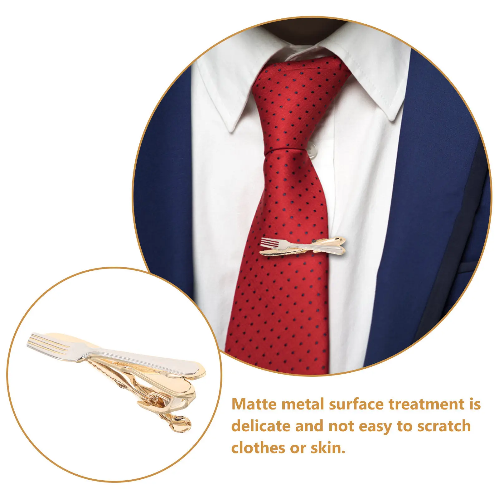 3Pcs Tie Clips for Men Copper Fork Knife Creative Necktie Holders Secure Grip Wedding Business Formal Suit Tie Pins