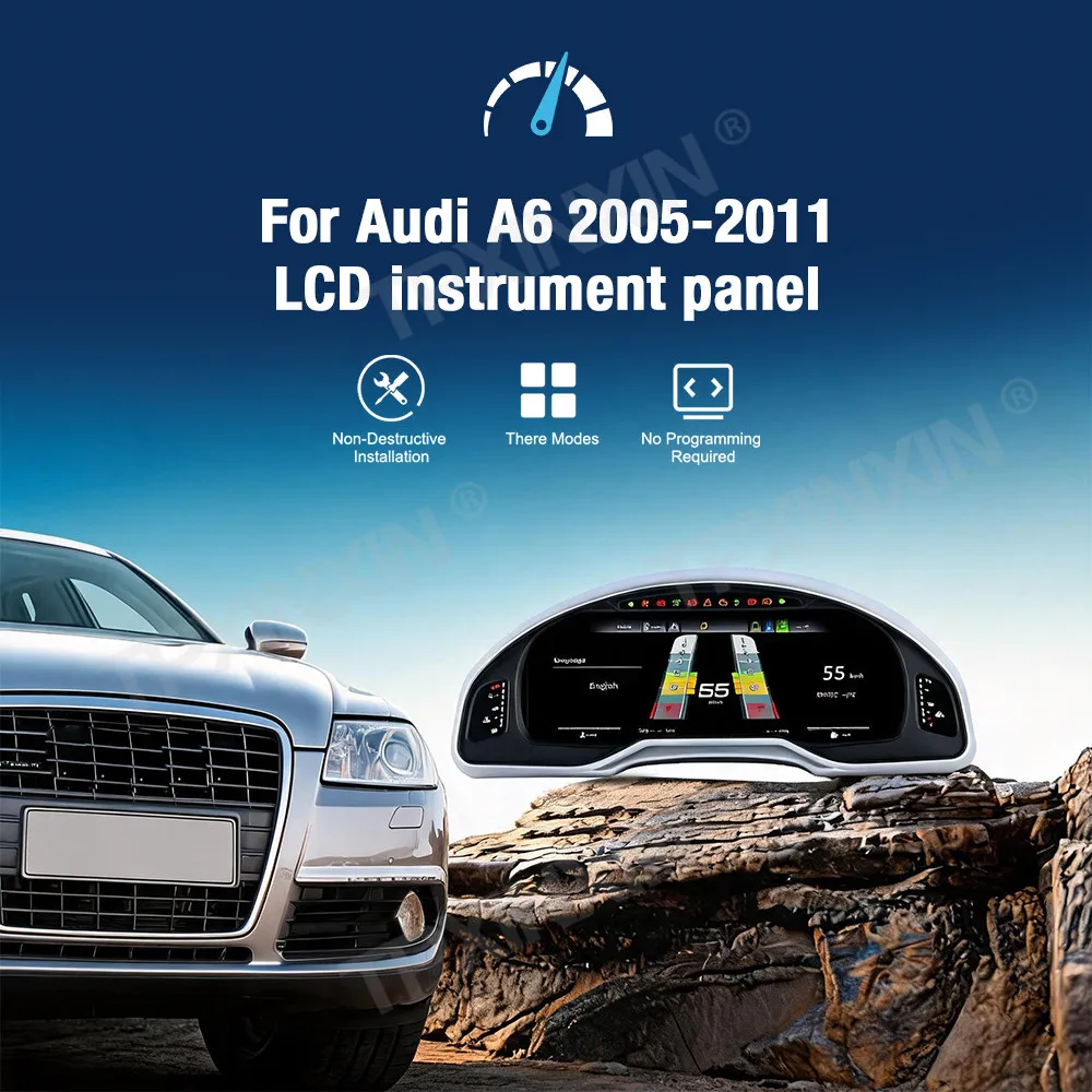 12.3 Inch Full  LCD screen Digital Cluster For Audi A6 2005-2011 LCD Instrument Panel Speedometer Odometer Dashboard Display