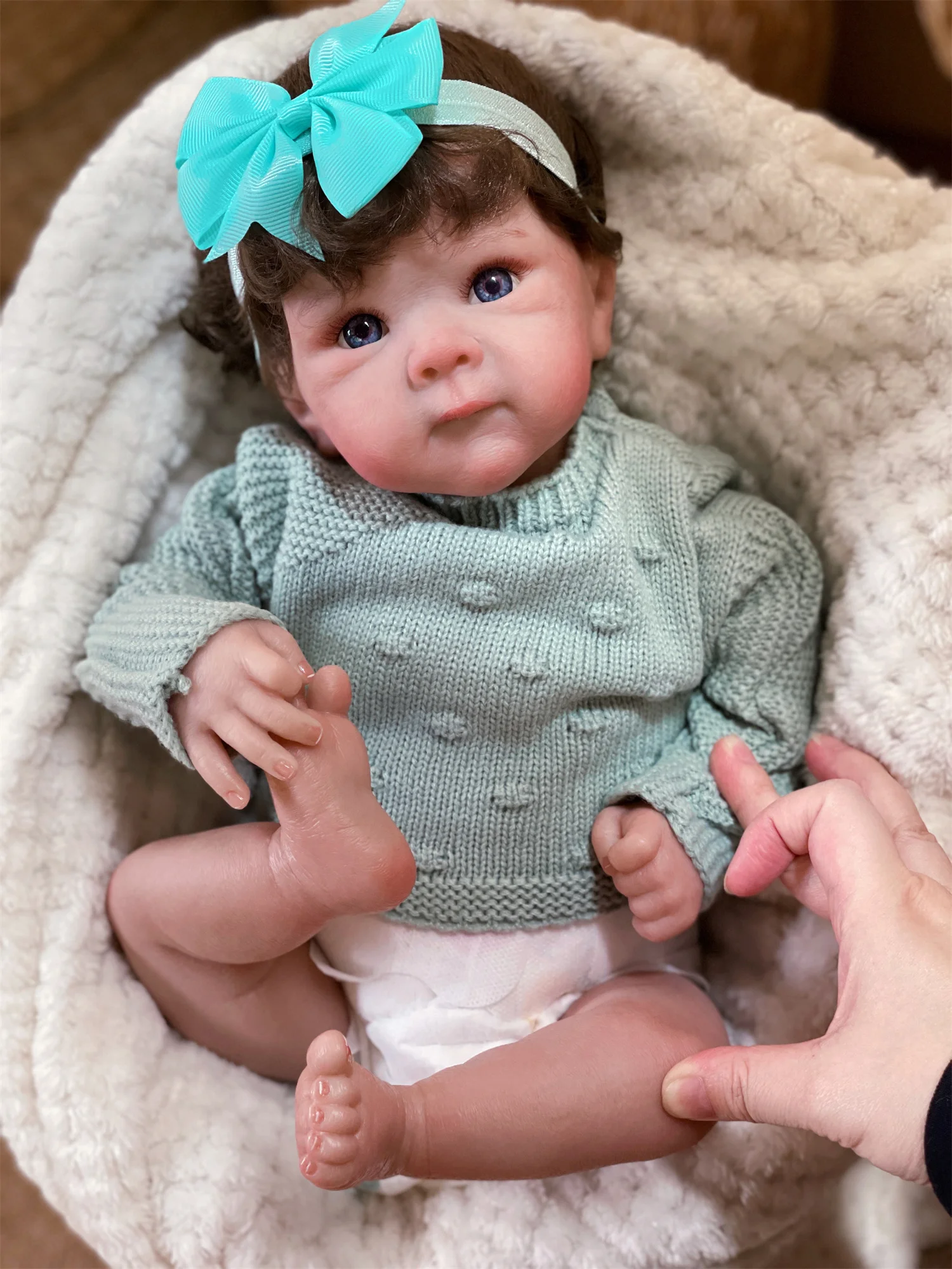 Wrinkle Skin-45cm Cuddly Bettie Bebe Reborn With Sweather Cloth 3D Painted Skin Rooted Hair Doll Lifelike Real Baby Dolls