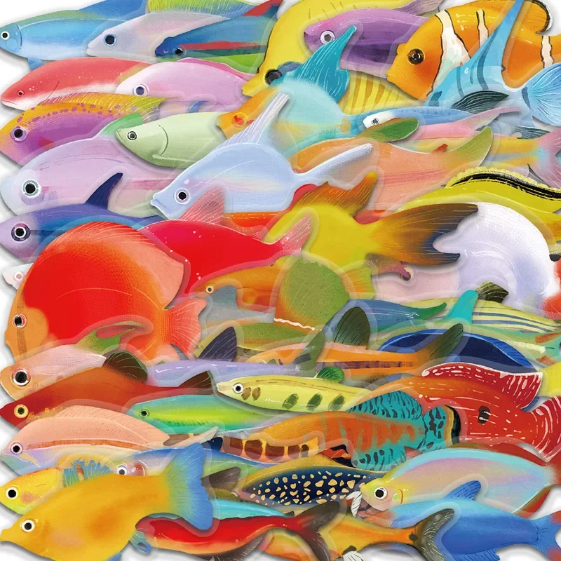 10/30/50pcs Fish Transparent Stickers Laptop Decal Living Room Scrapbook Skateboard Luggage Art Graffiti Sticker