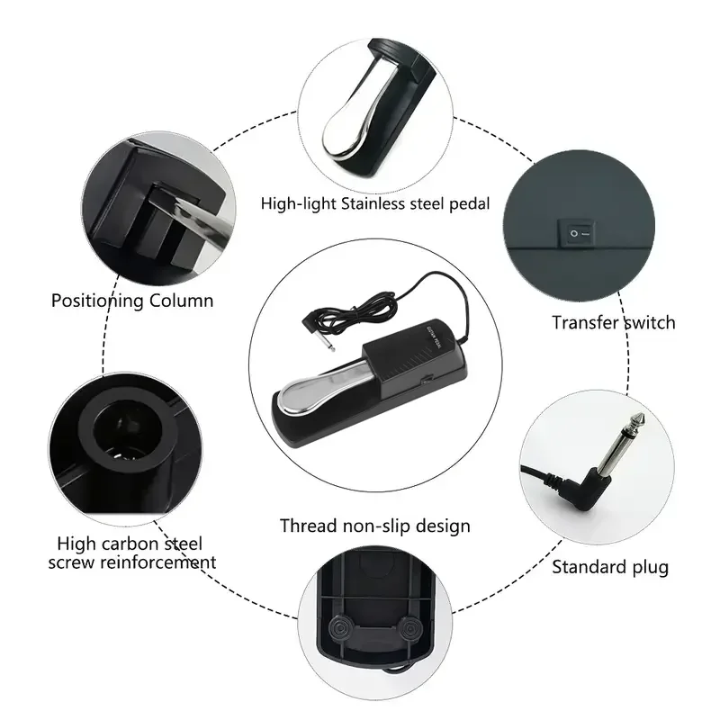 Piano Universal Sustain Damper Pedal Keyboard for Electronic Pianos, MIDI Sustain Pedal, Electronic Drum Keyboards, Synthesizers