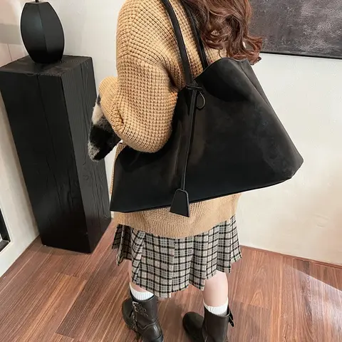 Imitation Suede Solid Color Armpit Bag Fashionable Multifunctional Handbag 2026 Women's Hot Selling Large Capacity Shoulder Bags