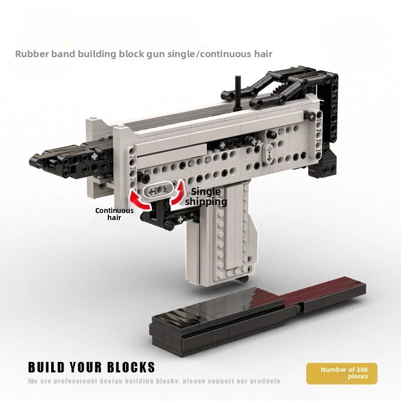 MOC Building Block Gun Uzi Single Burst High Difficulty Can Fire Mac 11 Adult Boy Love Collecting Bricks Toy