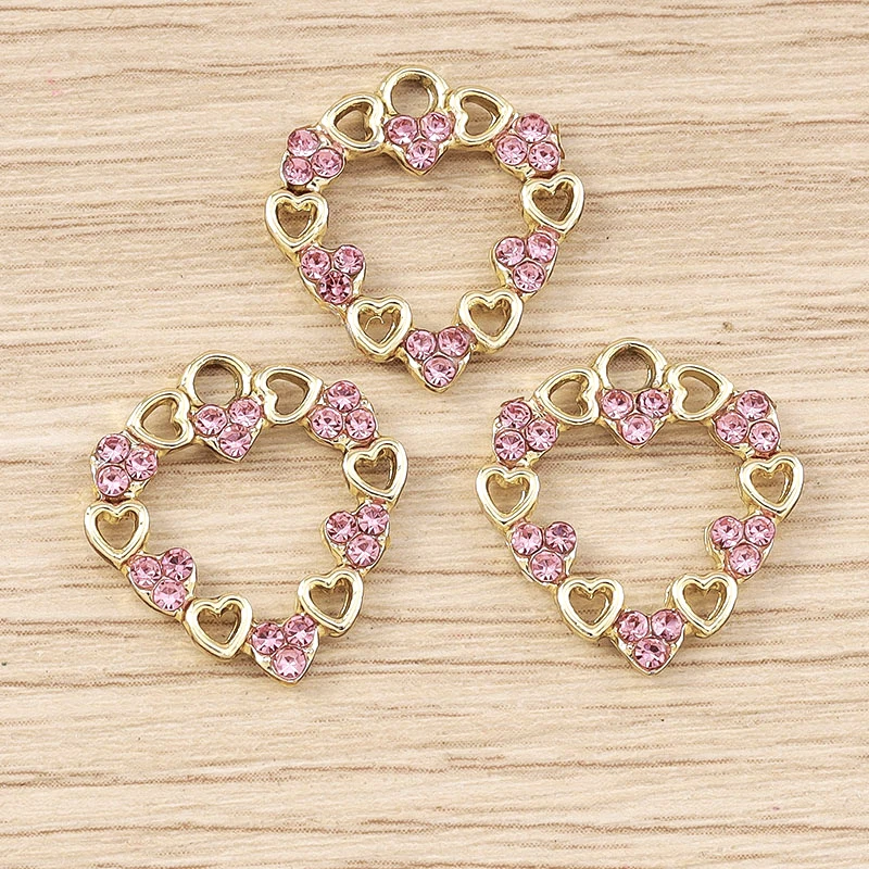 Tusember 10 Stück exquisite silberfarbene Kristall-Liebesherz-Charms für die Schmuckherstellung, modische Ohrringe, Halsketten, DIY-Anhänger – Detail 35