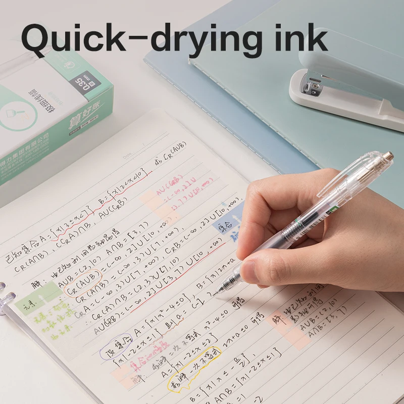 DELI Ultra Fine Gel Pen 0.35mm Retractable Bullet Tip Pen Black Ink with Refill for Precision Writing Office School Supplies
