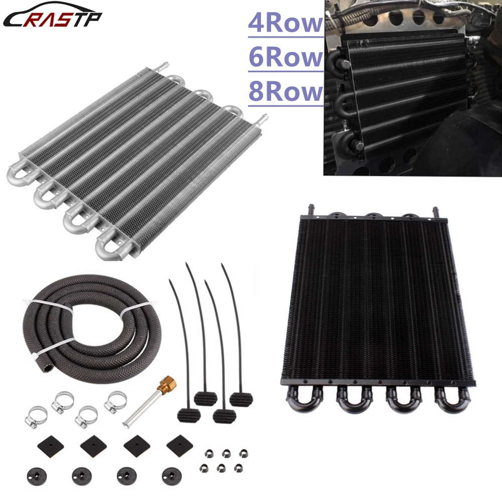 

New 4/6/8 Row Oil Cooler Kit Radiator Car Transmission Aluminum Plate & Fin Oil Cooler Auto-Manual Radiator Converter OSA014