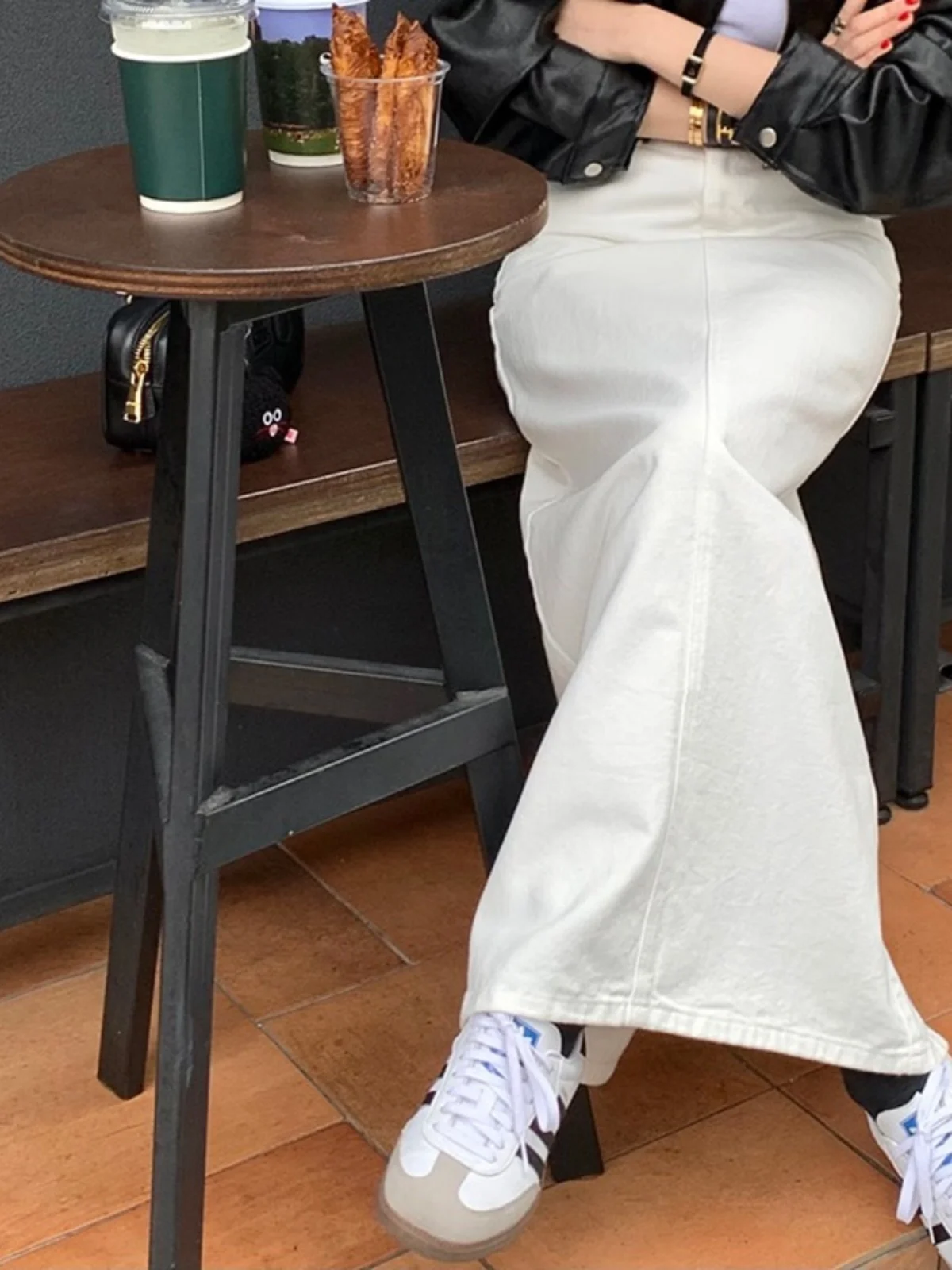 Coréen Sle taille haute Ba fente Denim jupe femmes Ele mince a-ligne longue jupe blanche nouveau 2025 Faion dames jupes