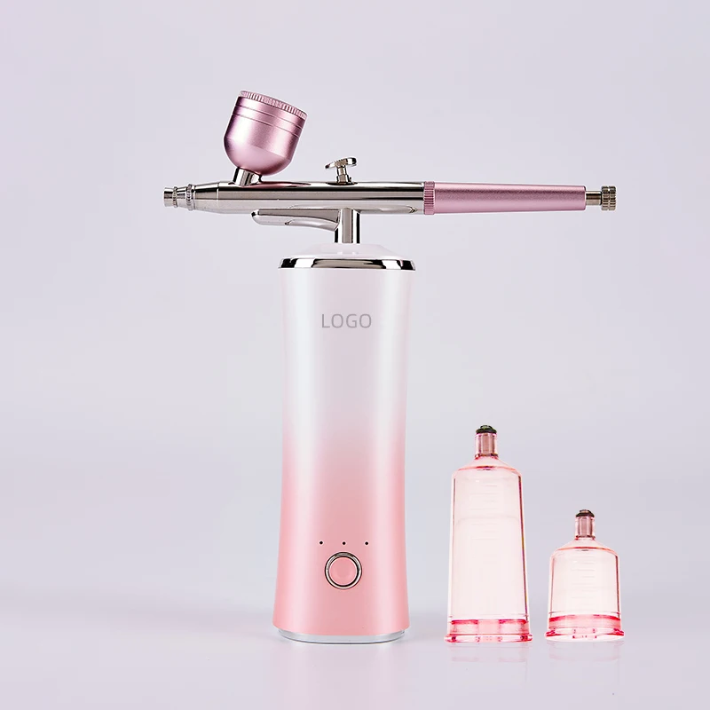Hot Portable Mini Beauty Salon Moisturizing Oxygen Spray Gun Beauty Nano Oxygen Injection Instrument Three Levels Pink
