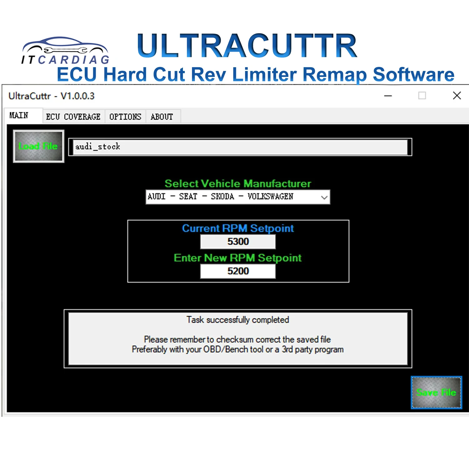 UltraCuttr ECU Hard Cut Rev Limiter Remap Software Change Revolutions per Minute RPM Value Change The Maximum Rev Limit of ECU