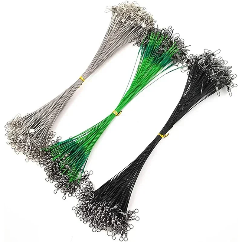 15/20/25cm/30cm Anti-bite Steel Wire Leader Leashes For Fishing 30LB With Swivel Fishing Lure Accessories Pike Bass