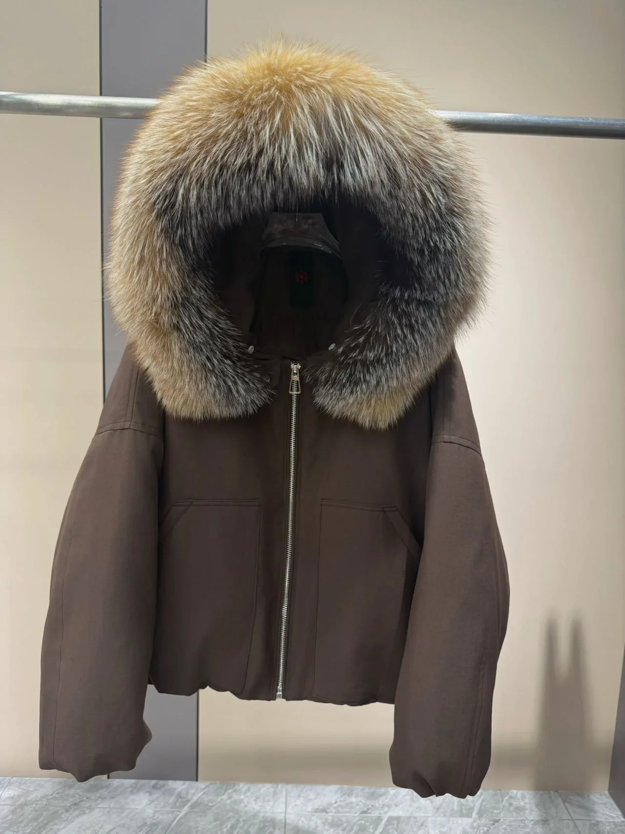 OFTBUY Real Fox Fur Collar Goose Down Jacket Women Cropped Hooded Coat Winter Warm Zipper Natural Fox Fur Thick Outerwear