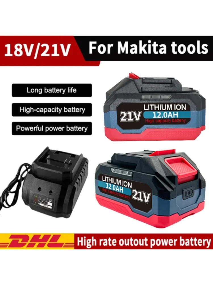 21V Lithium Batterij 6.0Ah 9.0Ah 12.0Ah Capaciteitsindicator Oplaadbaar Voor Makita 18V Batterij Pin Power Tool DDF487 BL1850 BL1860 - afbeelding 2