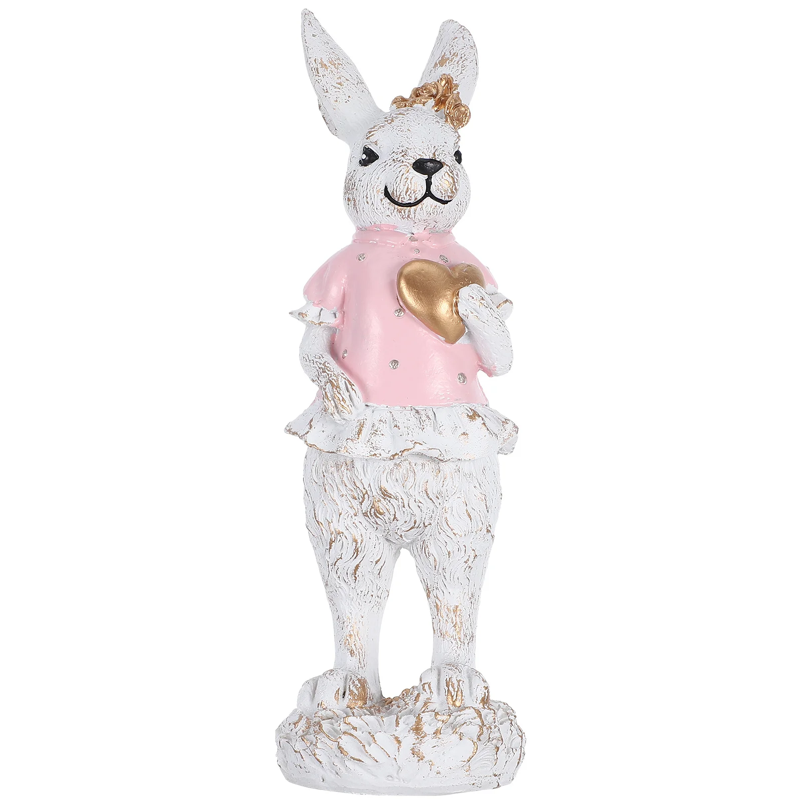 

Easter Resin Bunny Decoration Standing Rabbit Statue Heart Tabletop Spring Home Garden Accent Bunny Decor Decoration