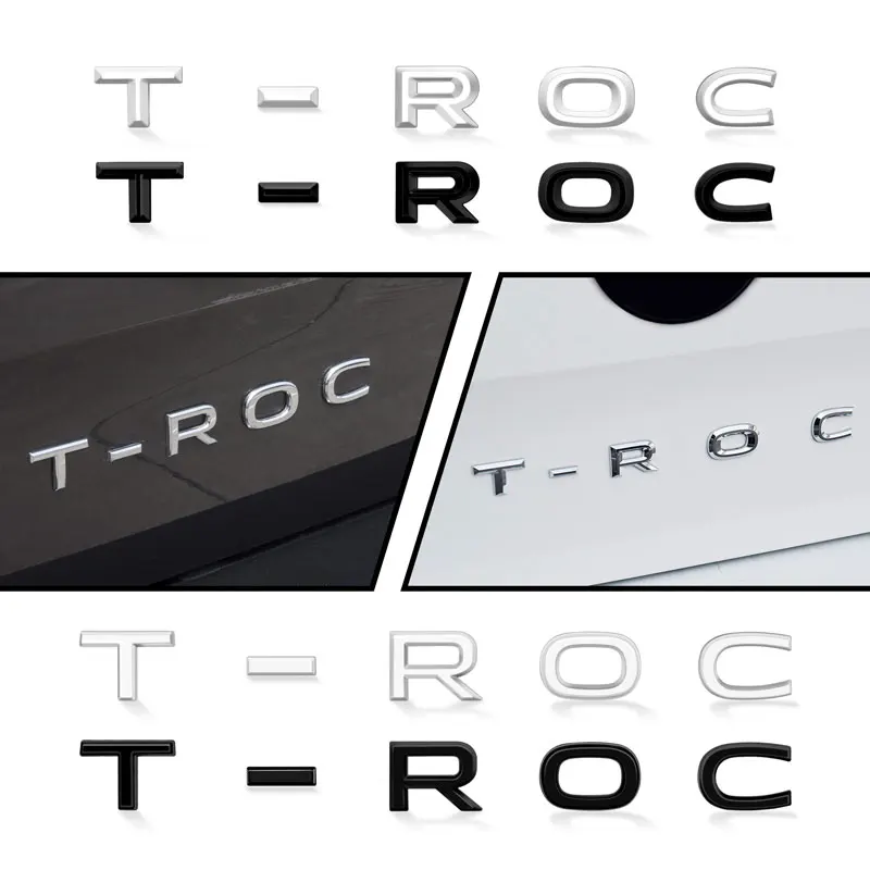 Car Decor 3D ABS Chrome Car Trunk Emblem Badge Sticker For Volkswagen TROC T-ROC Logo Auto Accessories