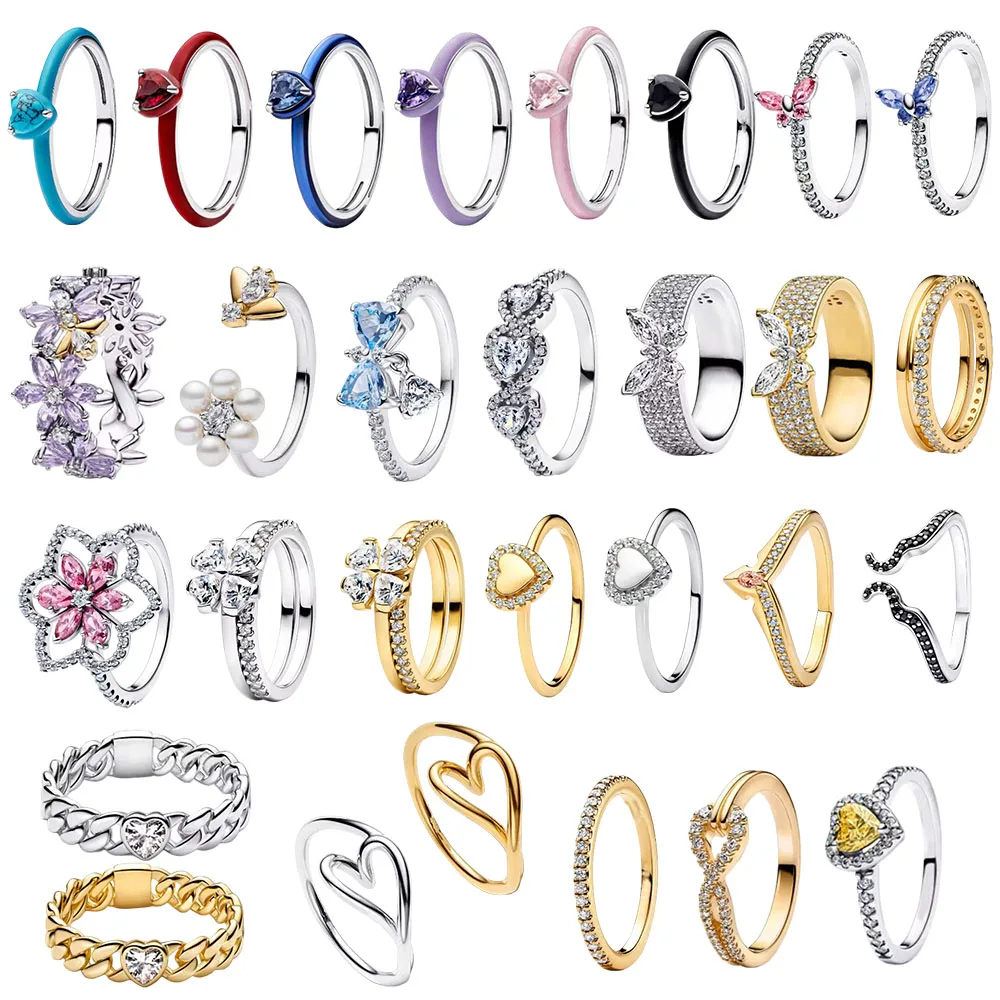 

New s925 Silver Pink Flower Bee and Bow Women's Ring Fashionable and Versatile Gift for Friends
