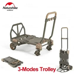 Naturehike Camping Trolley Carrier Folding Hand Cart Foldable Wagon Handcart with Removable Wheels Heavy Duty Equipment 120kg