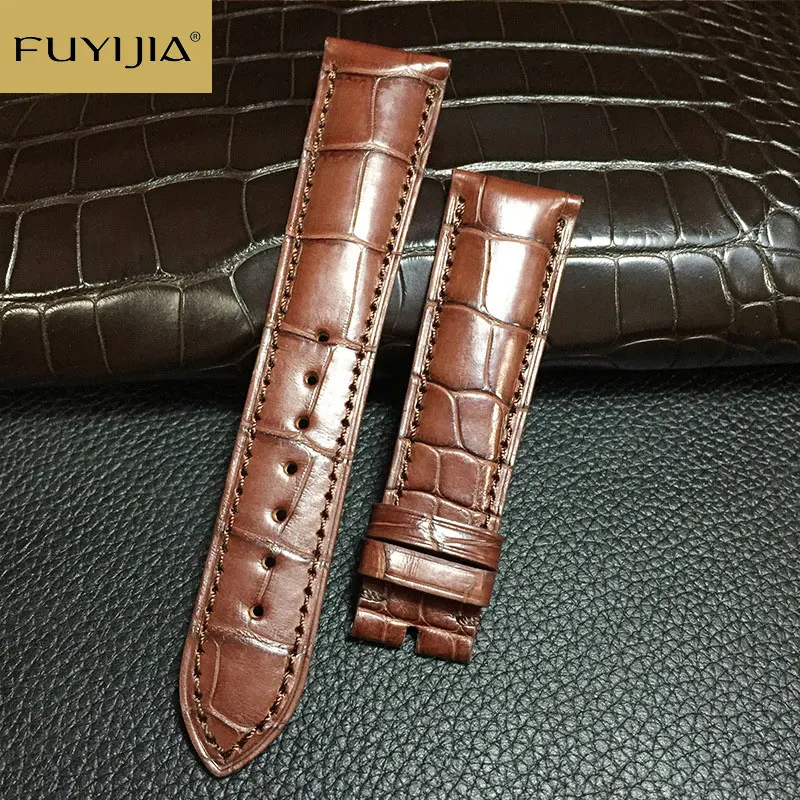 FUYIJIA 16~22MM Mississippi Alligator Skin Watchbands Master Handmade Custom Brand Watch Substitute Strap Genuine Alligator Belt