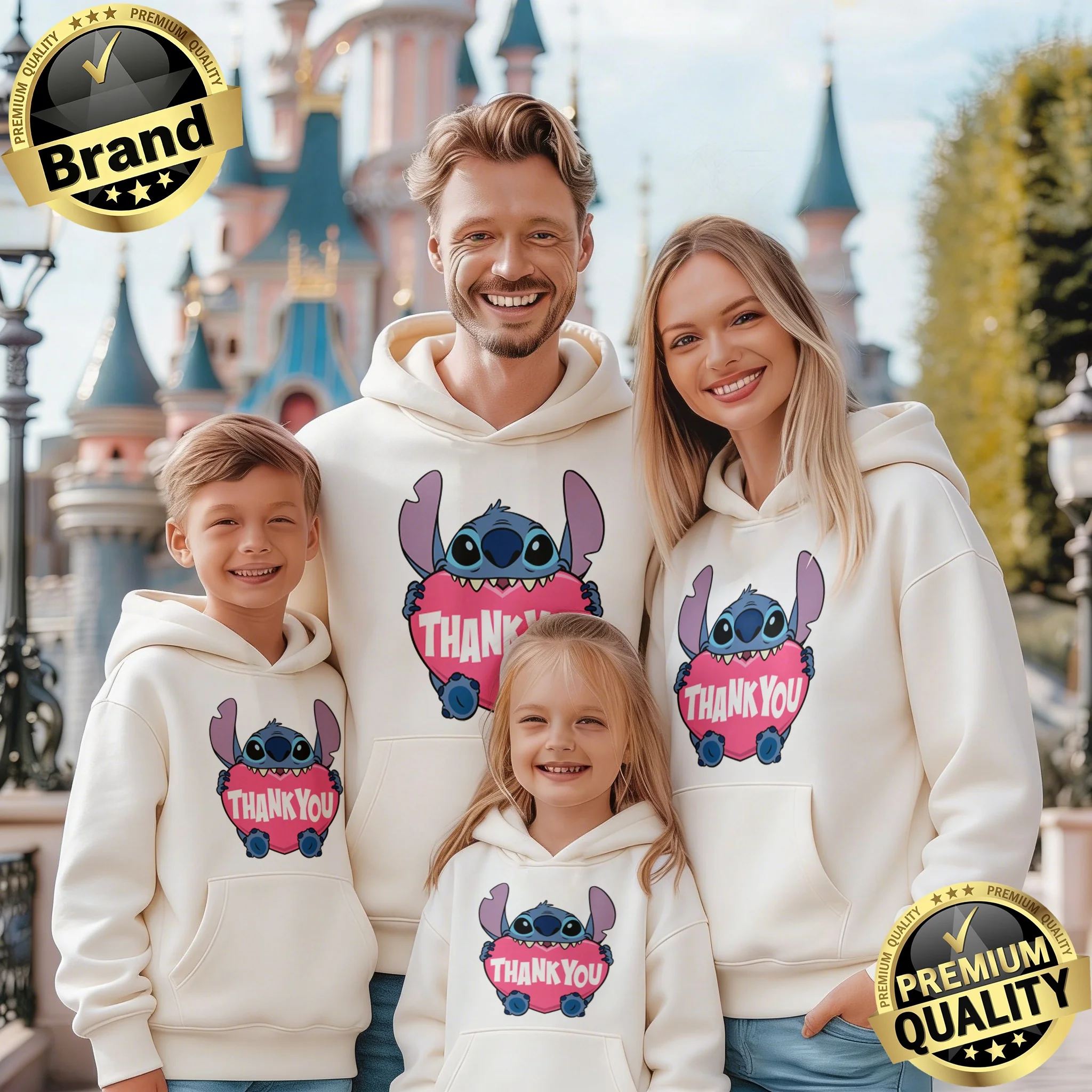 

Комплект для всей семьи (родитель-ребенок) из высококачественного хлопка с узором Дисней Стич, осень-зима 2026, унисекс, теплый, цельный, для пар